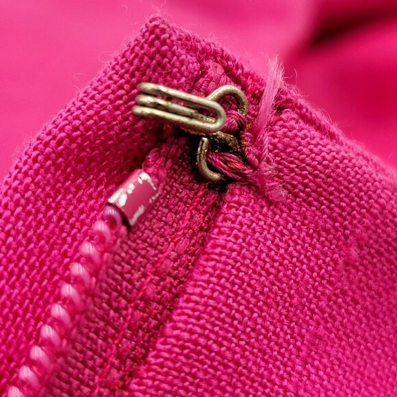 Vintage 90s  Fuchsia Shift Dress With Cap Sleeves & Back Zipper Closure - Picture 13 of 14